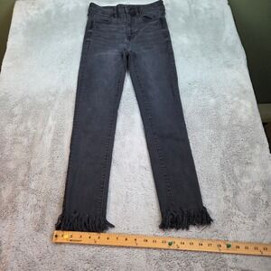 American Eagle Hi-Rise Jegging Crop Womens Sz 2L Fringe Hem Ne(x)t Level Black